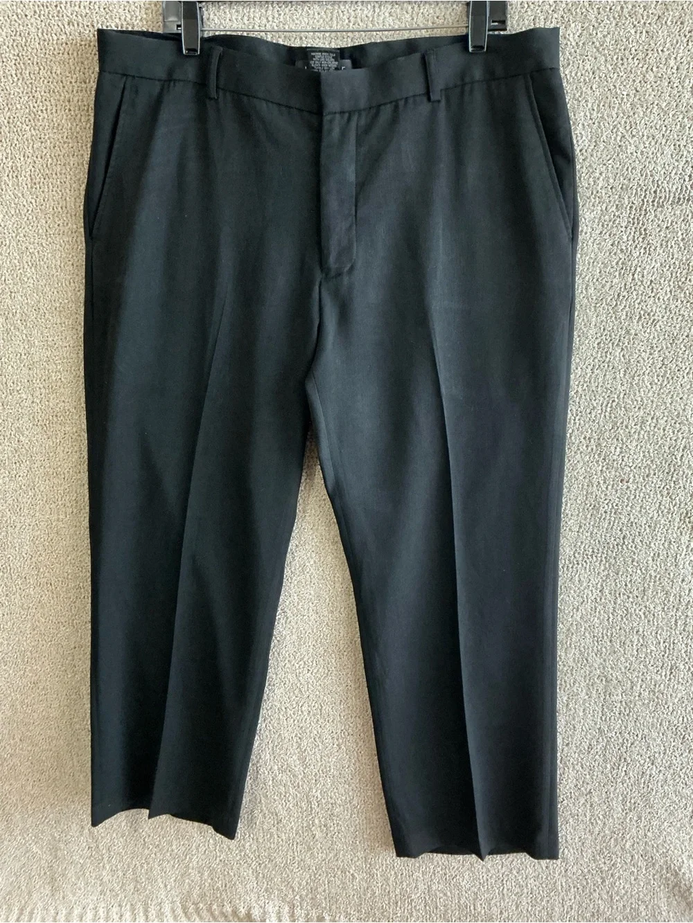 jf j.ferrar Men's Black Flat-Front Dress Pants 38x29